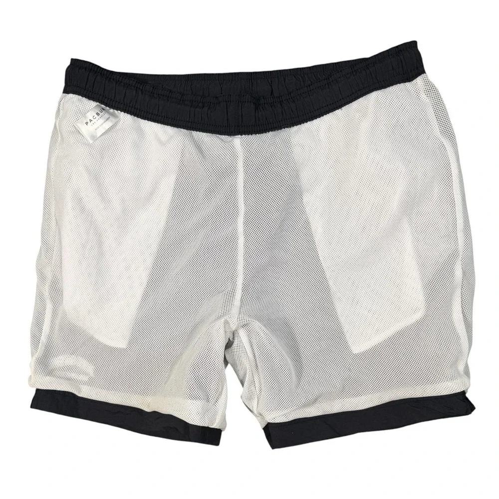 PacSun Swim Trunks Mens Medium Black Nylon‎ Mesh Lined Los Angeles Graphic 6in